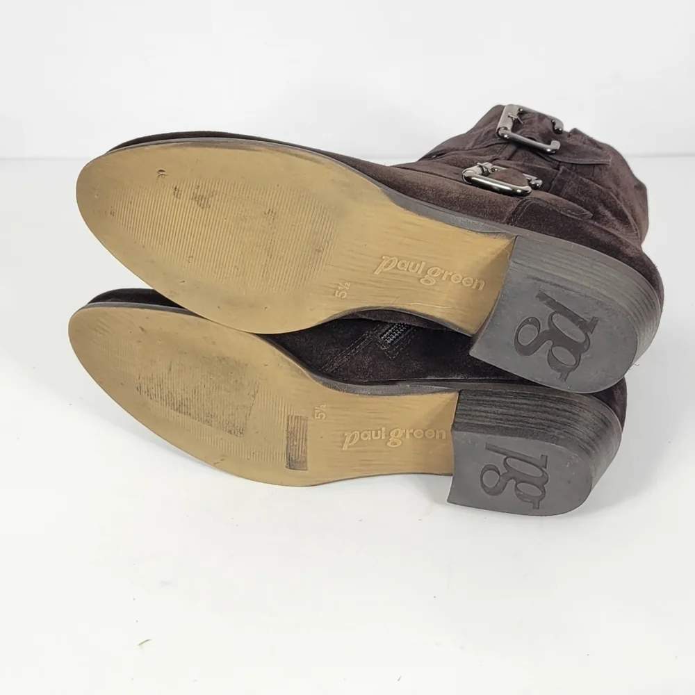 Paul Green Dark Brown Suede Ankle Booties #788 Size 5.5